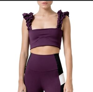 Port De Bras Scrunchie Active Crop Top Fig Sz L